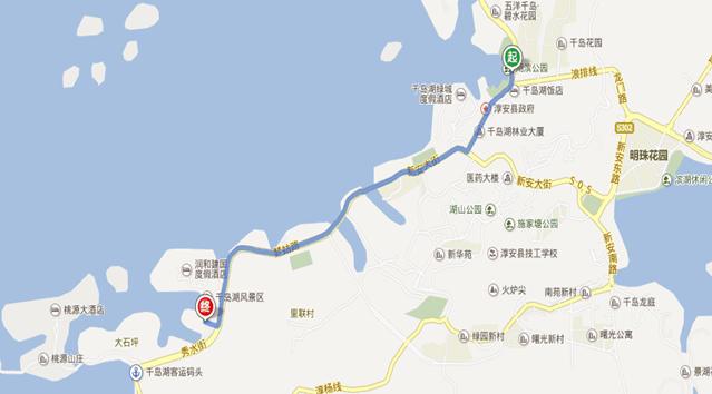 (千岛湖秀水广场--滨湖景观大道旅游码头示意图)